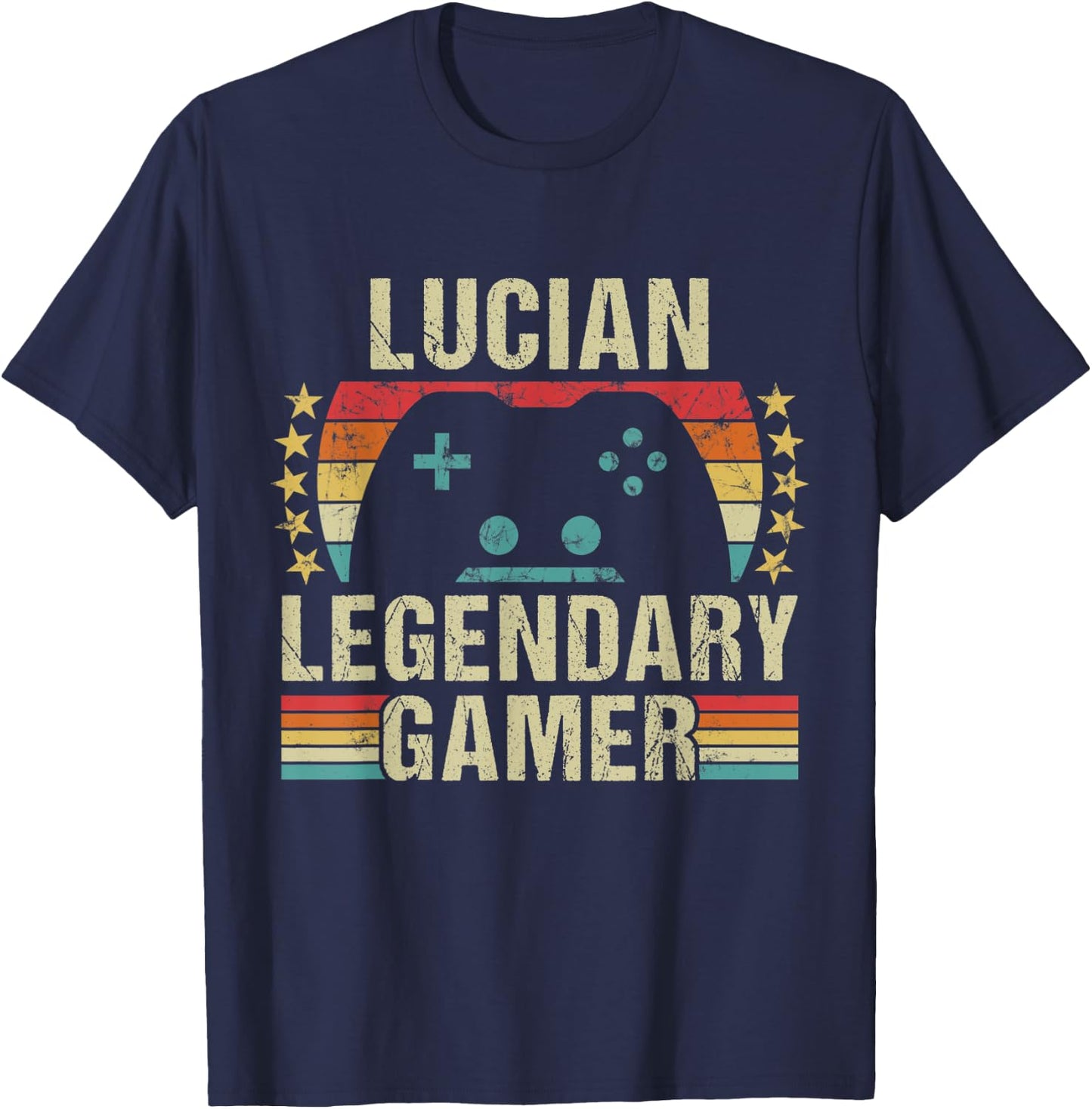 Lucian Gamer Retro Gaming Vintage Game Personalized 70s T-Shirt - T-Shirt | Navy
