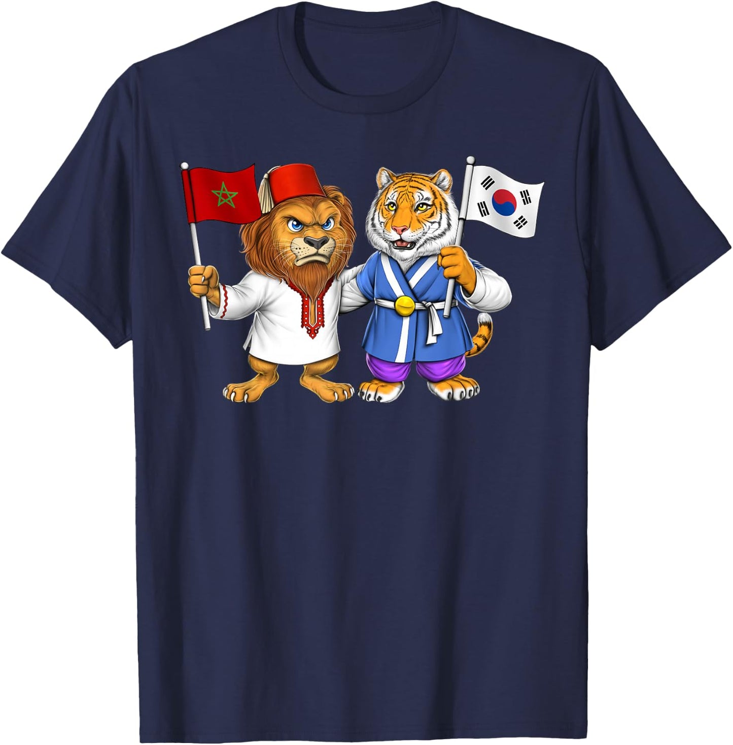 Morocco South Korea Flag Moroccan Roots Proud South Korean T-Shirt - T-Shirt | Navy