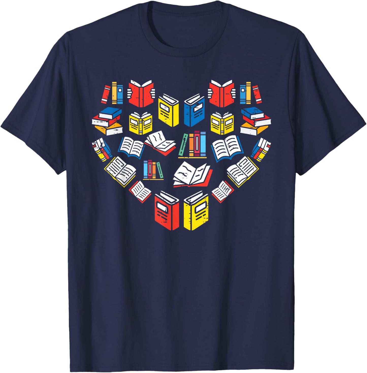 Books Heart Love Reading Teacher Librarian Bookworm Women T-Shirt - T-Shirt | Navy