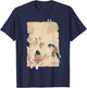 Bird and Flowers Art Japanese Woodblock Inspired Birds T-Shirt - T-Shirt | Navy