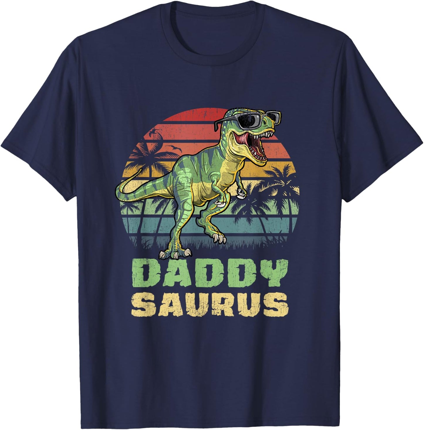 Daddysaurus T Rex Dinosaur Daddy Saurus Family Matching T-Shirt - T-Shirt | Navy