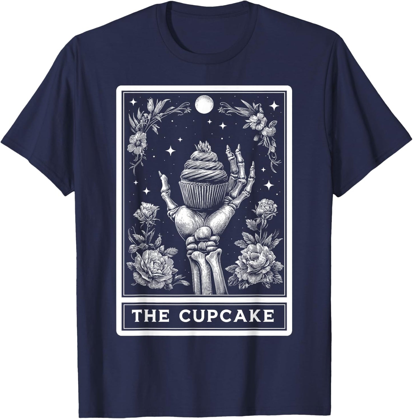 The Cupcake Baker Baking Tarot Card Skeleton Witchy T-Shirt - T-Shirt | Navy