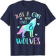 8 Years Wolf Birthday - Just a Girl Who Loves Wolves T-Shirt - T-Shirt | Navy