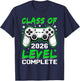 Class of 2026 Level Complete Funny Gamer Senior Graduation T-Shirt - T-Shirt | Navy
