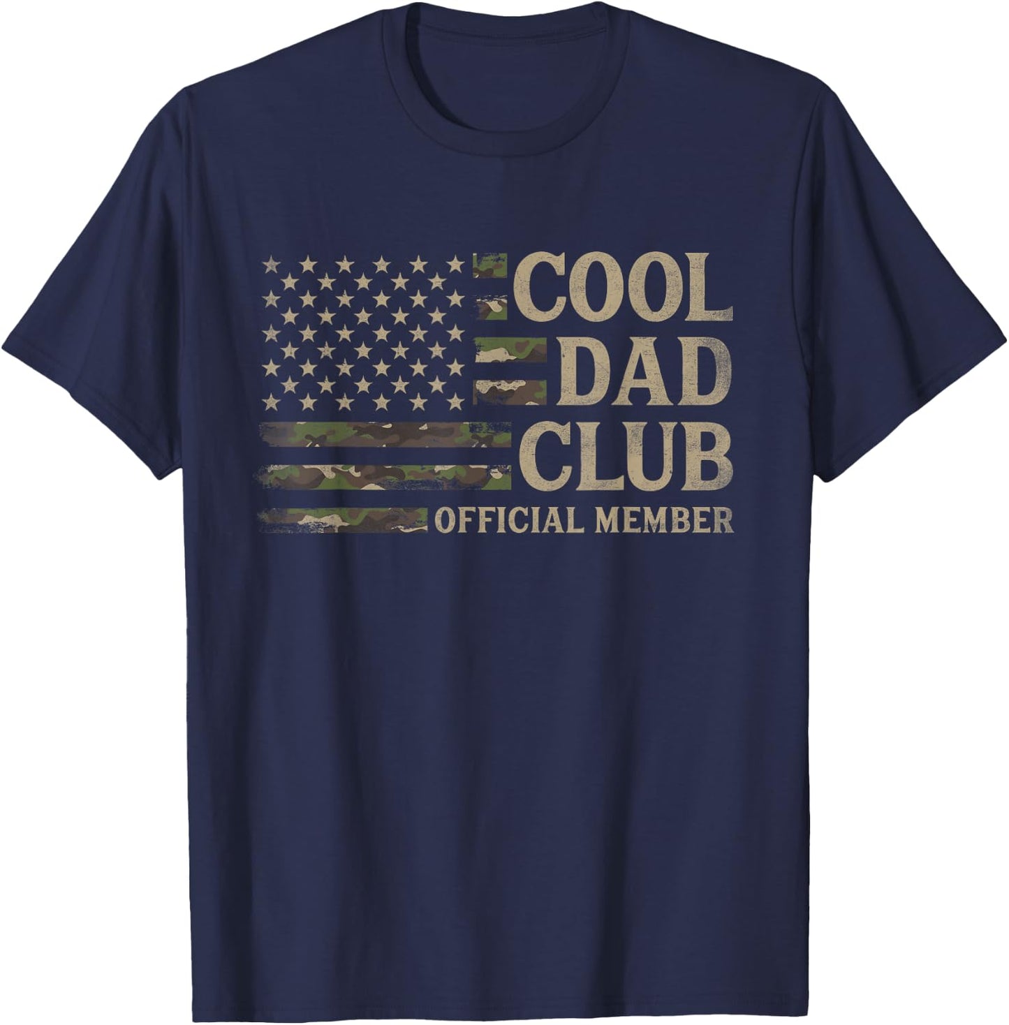Cool Dad Club Camo USA Flag Father's Day Camourflage Papa T-Shirt - T-Shirt | Navy