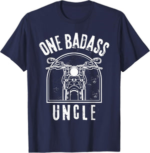 One Badass Uncle Motorcycle Biker Rider Fathers Days T-Shirt - T-Shirt | Navy