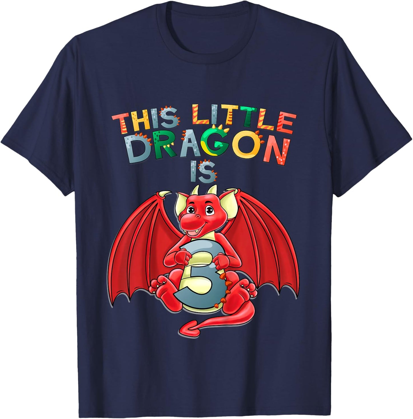 Kids This Little Dragon Is 3 Dragon 3rd Birthday 3 Year Old Boy T-Shirt - T-Shirt | Navy