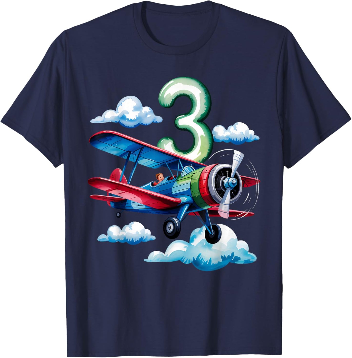 3rd Birthday Boys Airplane Pilot 3 Year Old Boy T-Shirt - T-Shirt | Navy