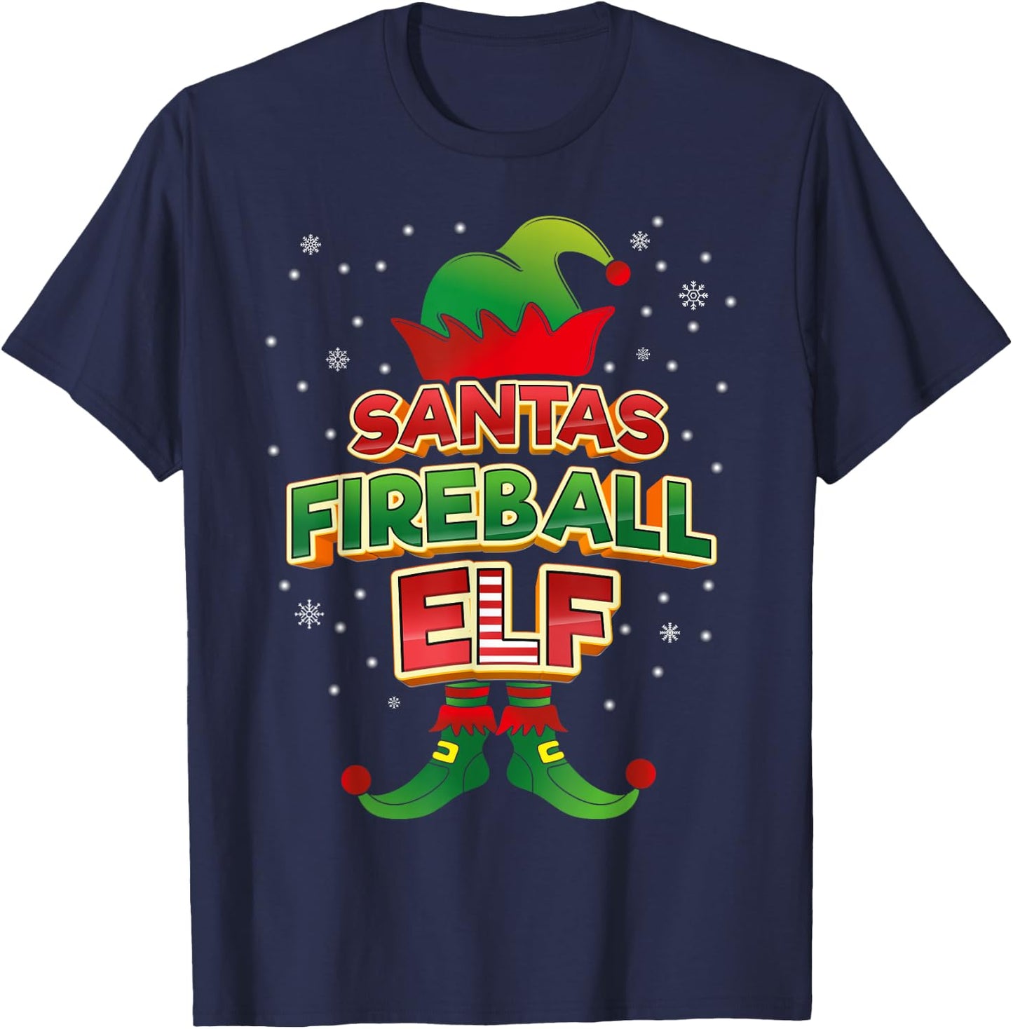 Fireball Elf Christmas Matching Costumes X-Mas T-Shirt - T-Shirt | Navy