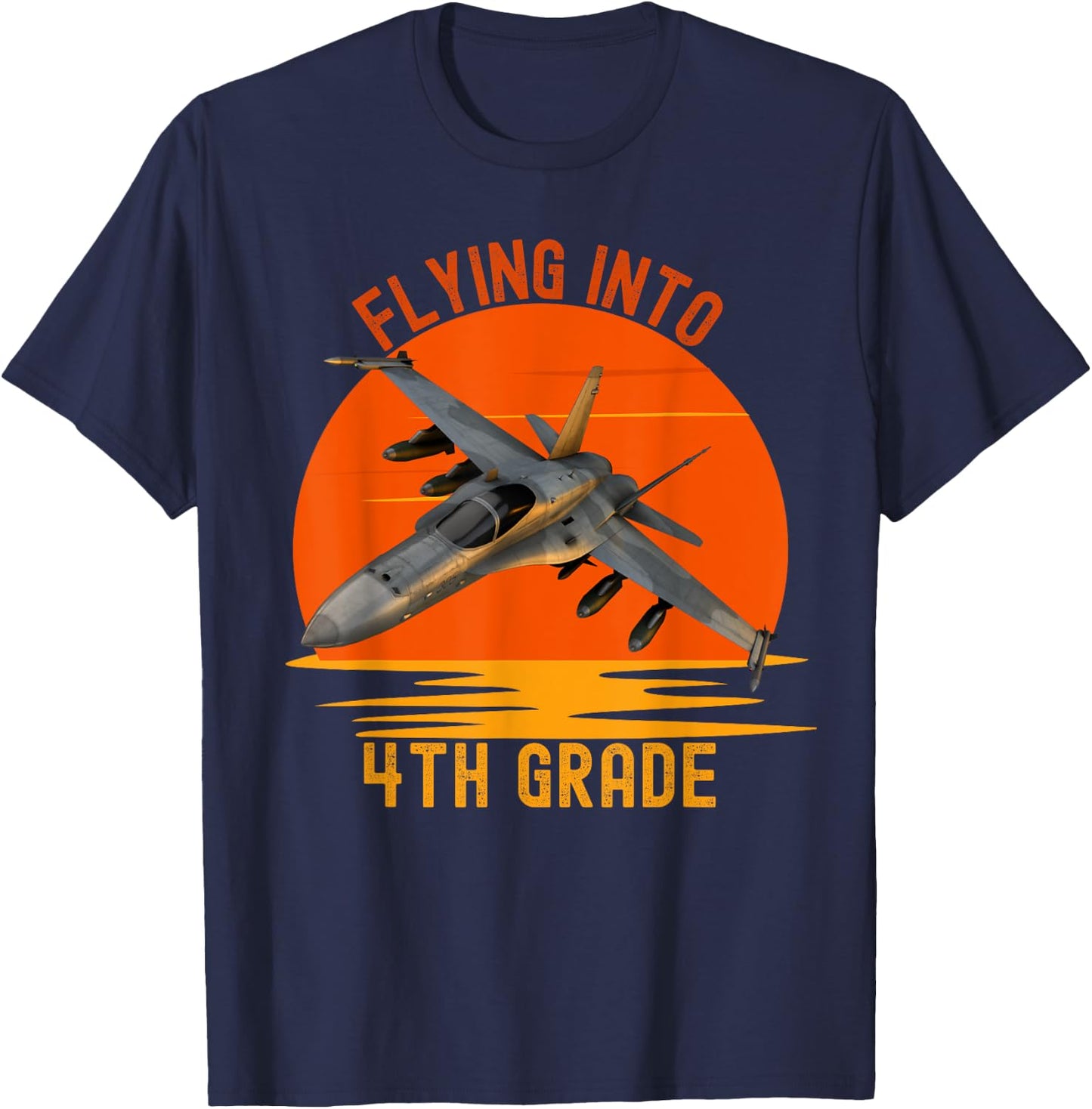 Flying Into 4th Grade Boys Back To School Jet Graphic T-Shirt - T-Shirt | Navy