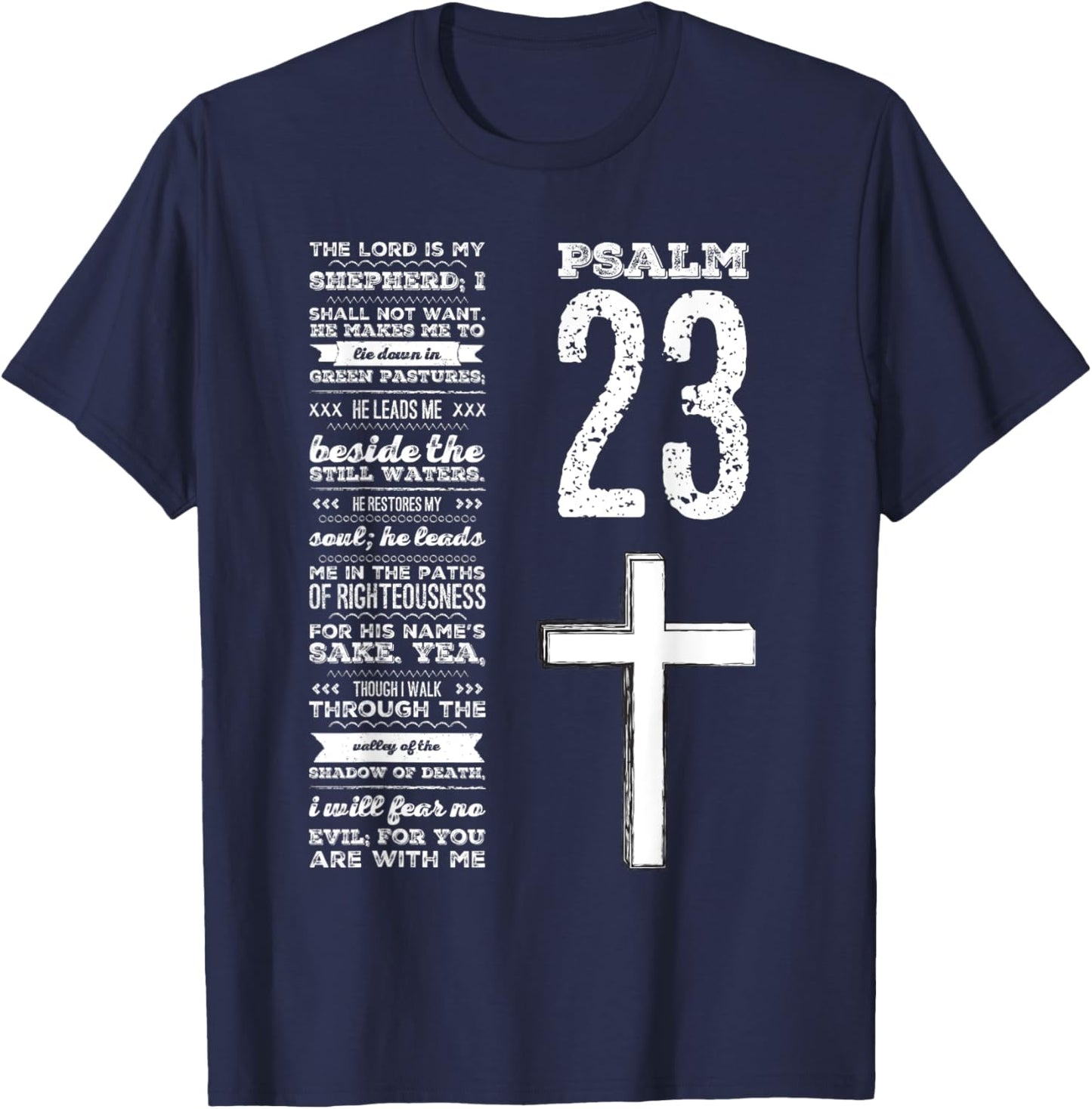 Christian Scripture Psalm 23 Youth Group Pastor Faith T-Shirt - T-Shirt | Navy