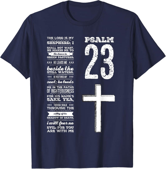 Christian Scripture Psalm 23 Youth Group Pastor Faith T-Shirt - T-Shirt | Navy