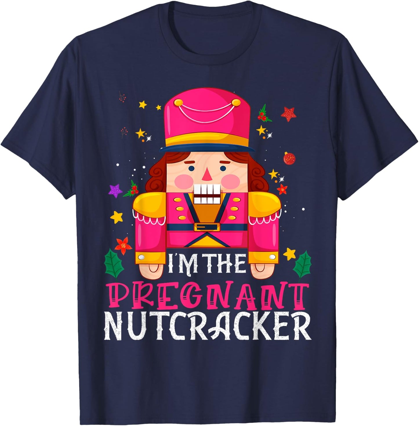 Pregnant Nutcracker Matching Family Group Christmas Party Pj T-Shirt - T-Shirt | Navy