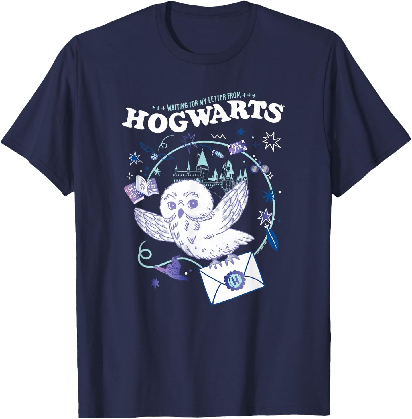 Harry Potter Deathly Hallows 2 Hogwarts Owl Messenger T-Shirt - T-Shirt | Navy