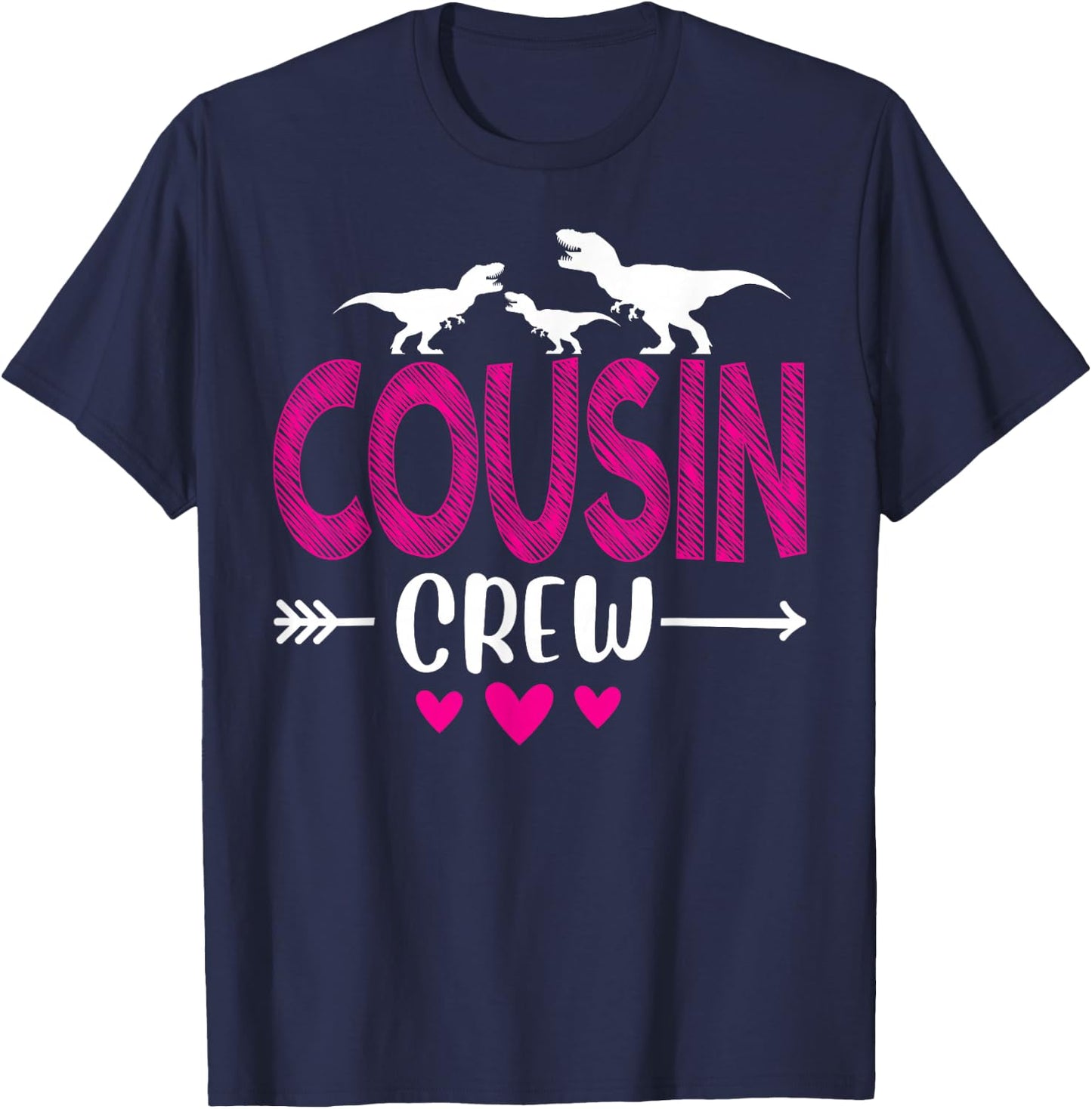 Cousin Crew Team Pink Kids Girls Bestie Dinosaur Cousin Dino T-Shirt - T-Shirt | Navy
