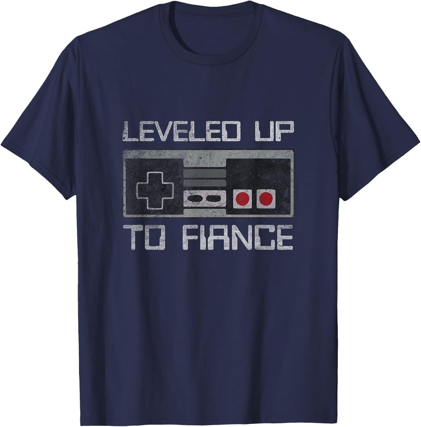 Leveled up to Fiance Newly Engaged Just Engaged Couple T-Shirt - T-Shirt | Navy