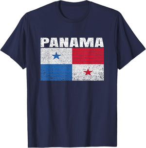 Panama Flag Vintage Panamanian Map Country Gift T-Shirt - T-Shirt | Navy