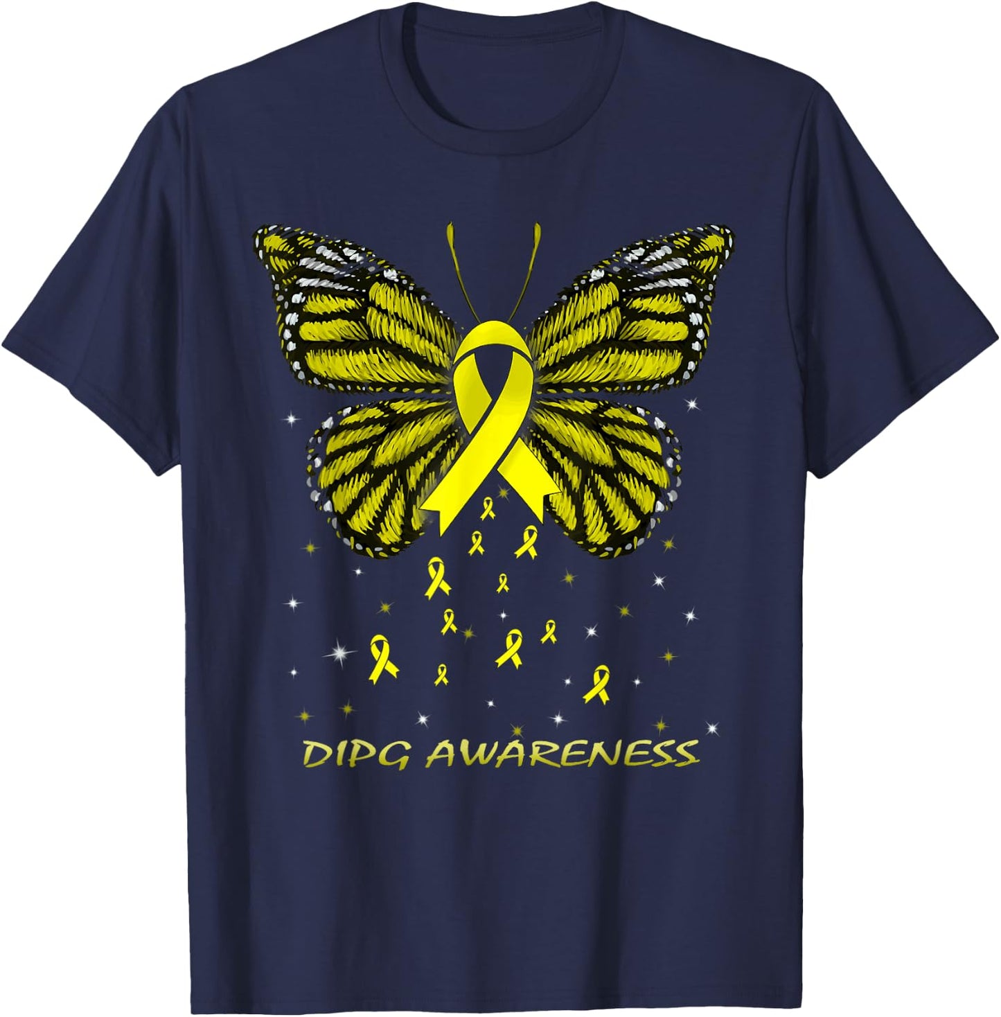 DIPG Awareness Butterfly T-Shirt - T-Shirt | Navy