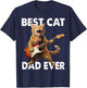 Best Cat Dad Ever Cat Playing Guitar Rock Star Rock and Roll T-Shirt - T-Shirt | Navy