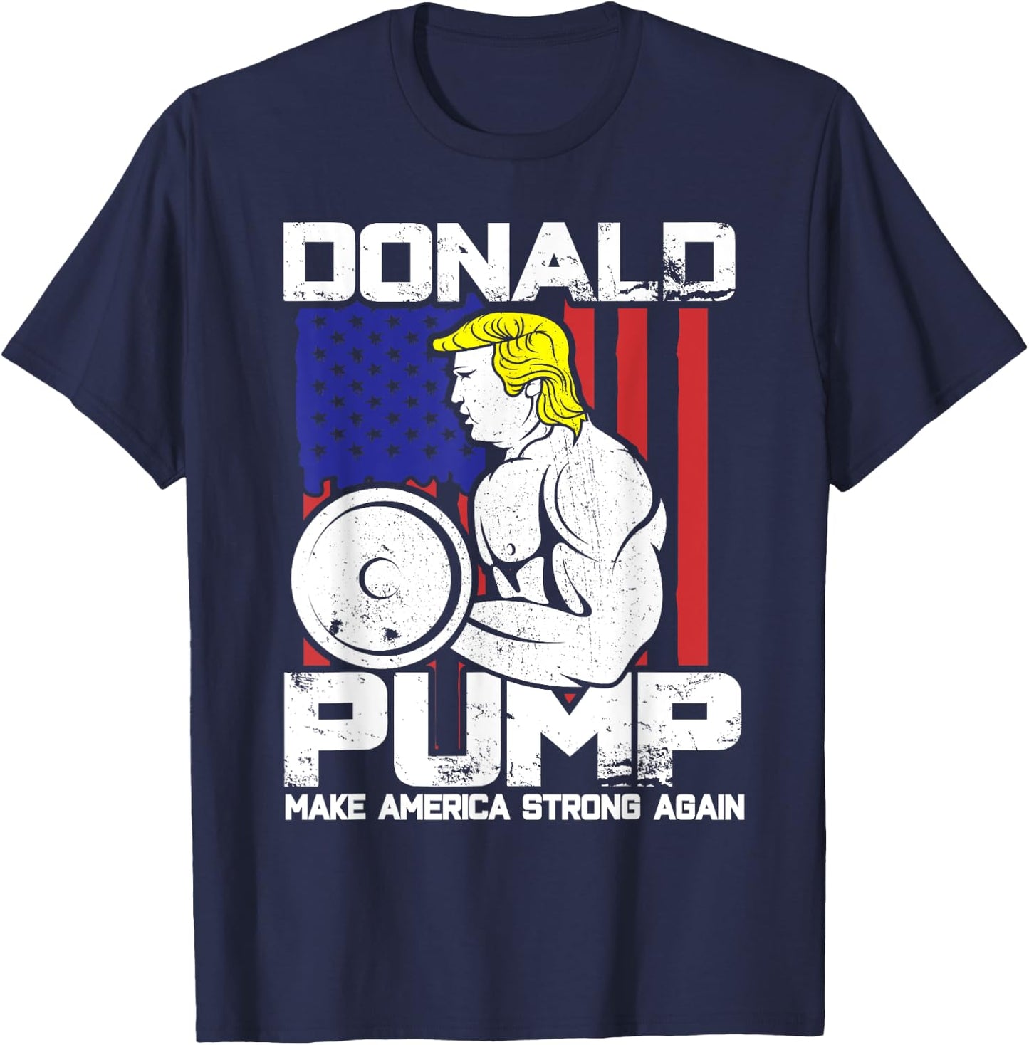 Funny Donald Trump Weight Lifting Workout Gym T-Shirt - T-Shirt | Navy