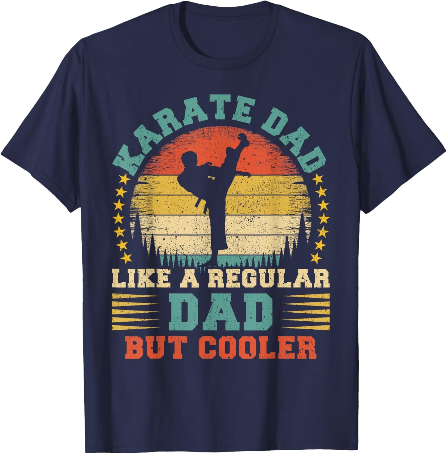 Vintage Karate Dad Like A Regular Dad Karate Father's Day T-Shirt - T-Shirt | Navy