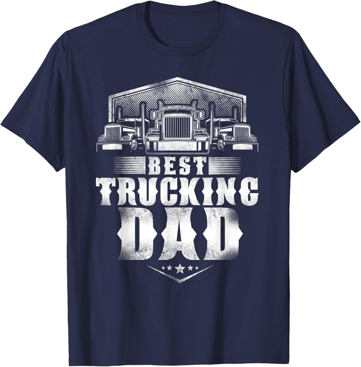 Trucker Truck Driver Dad Father Vintage Best Trucking Dad T-Shirt - T-Shirt | Navy