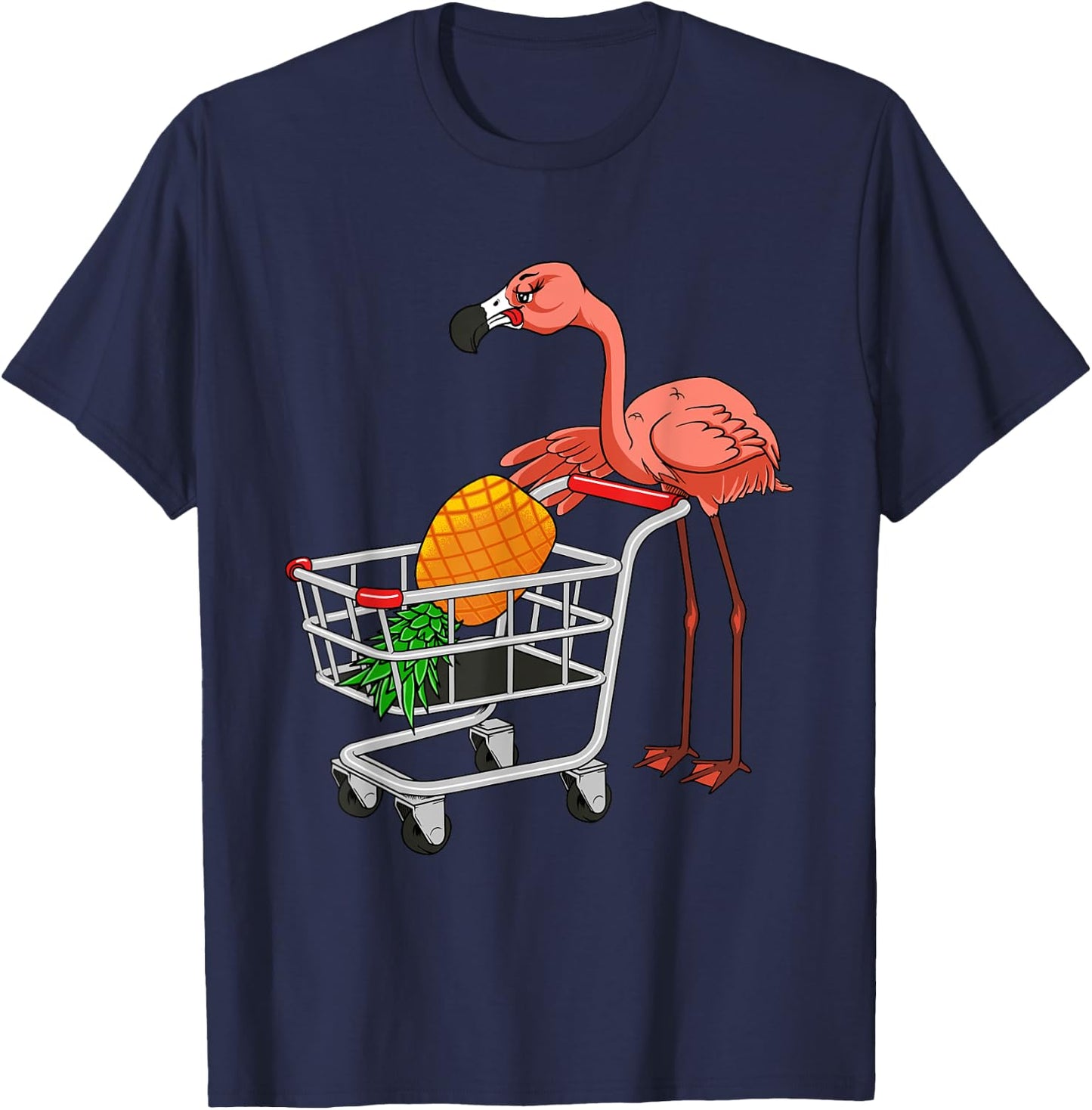 Swinging Flamingo With Shopping Cart And Swinger Pineapple T-Shirt - T-Shirt | Navy