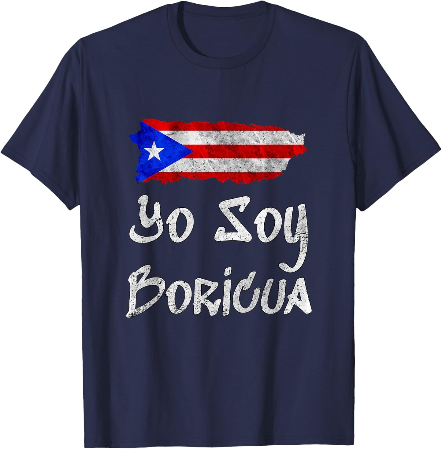 Yo Soy Boricua Island of Puerto Rico Flag Taino Art T-Shirt - T-Shirt | Navy