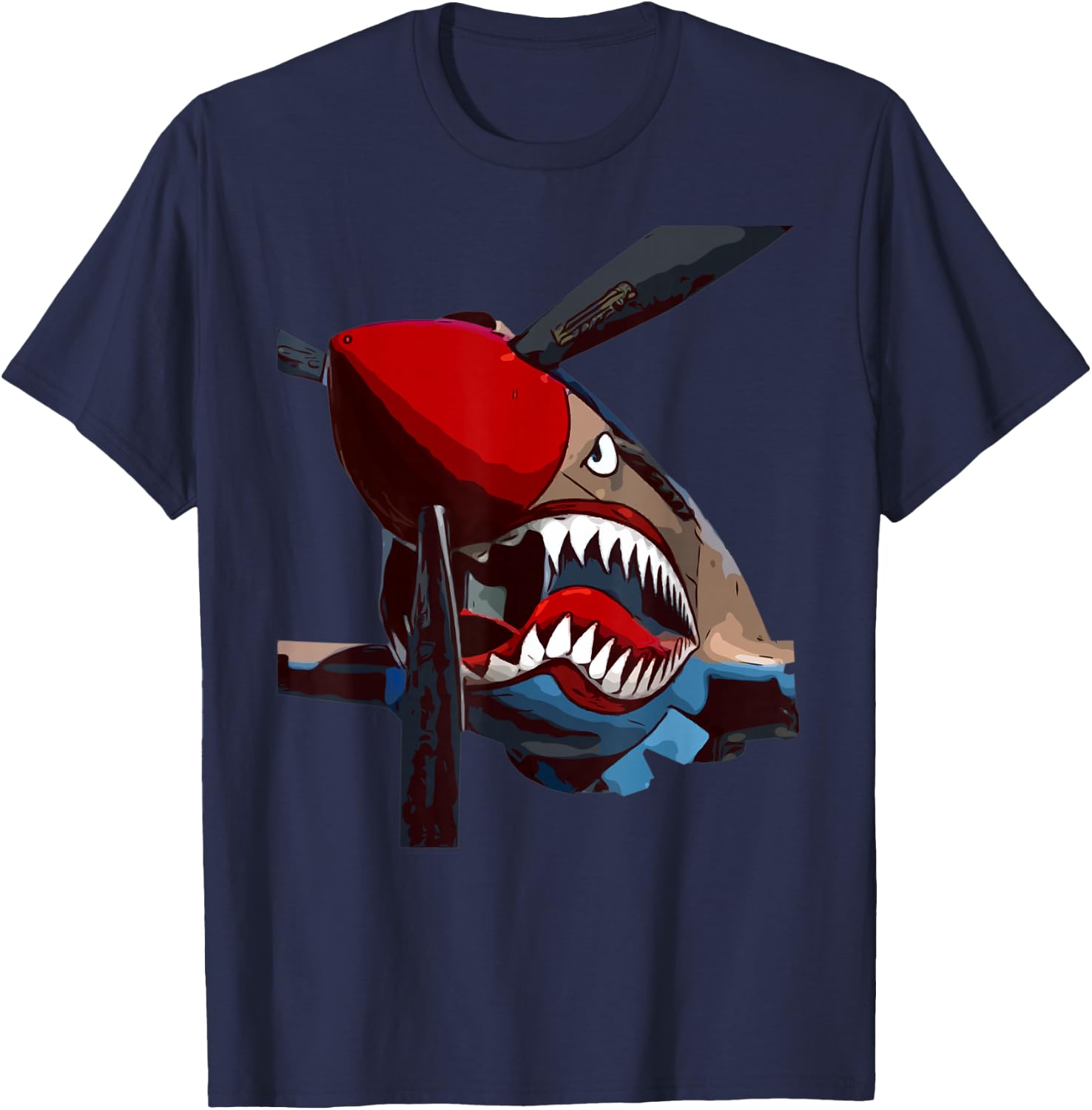 P-40 Warhawk Fighter Aircraft WW2 Airplane Military T-Shirt - T-Shirt | Navy