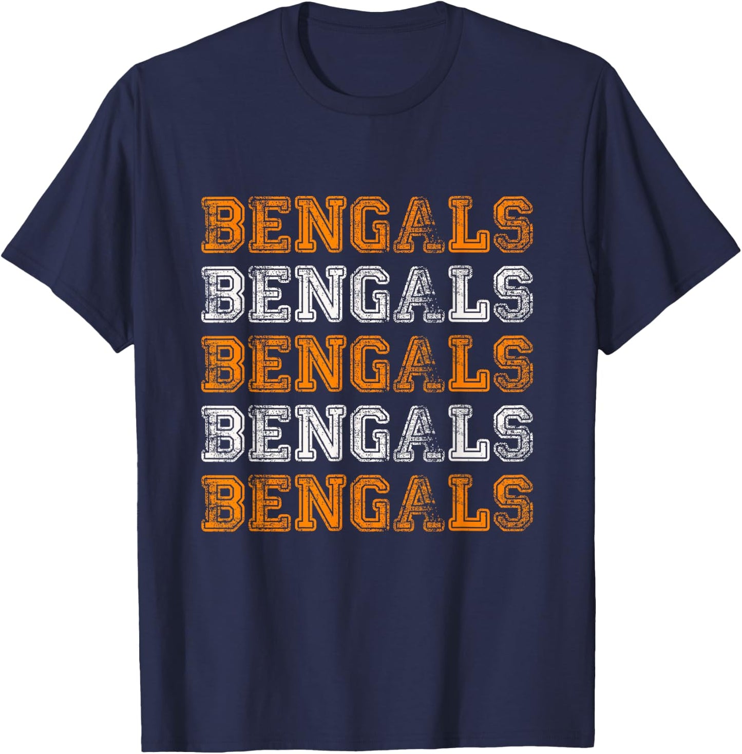 Vintage, Retro, Novelty, Bengals T-Shirt - T-Shirt | Navy