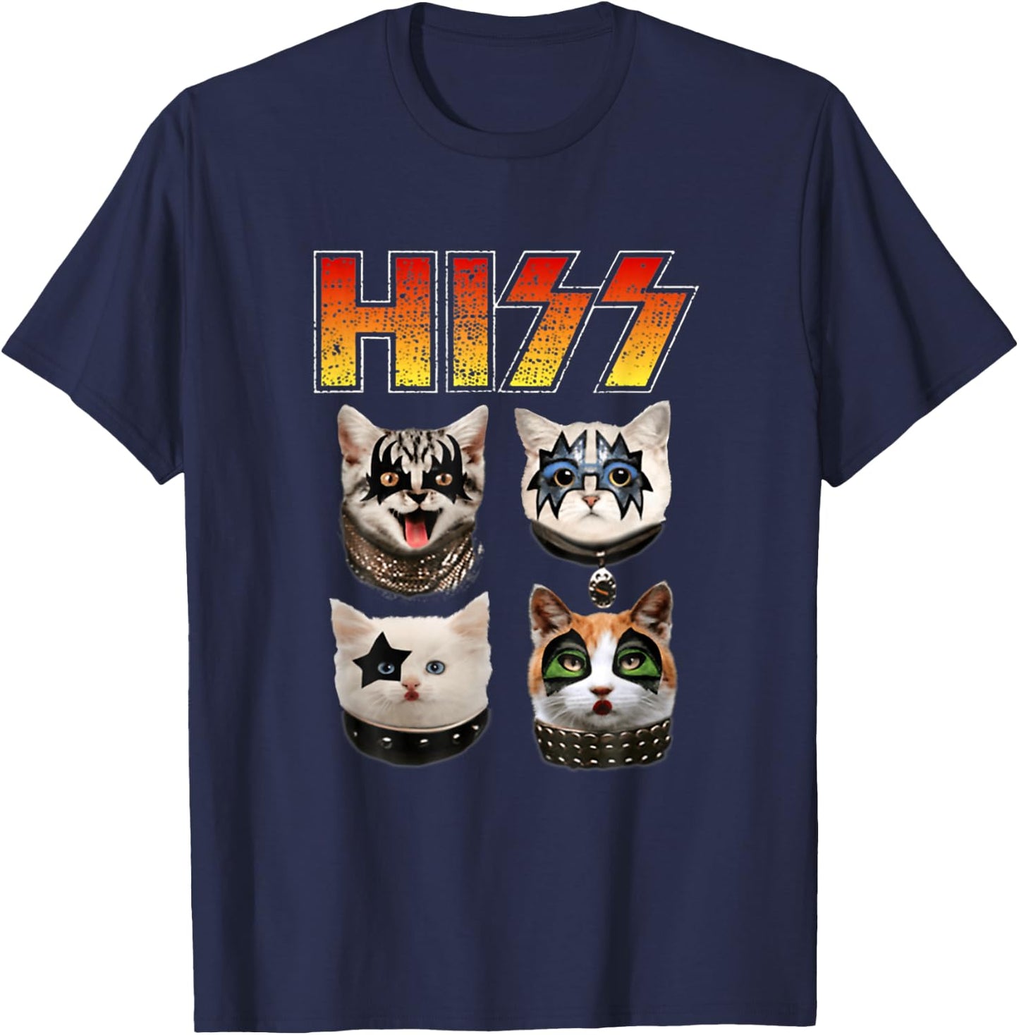 Hiss Funny Cat Lover T-Shirt - T-Shirt | Navy