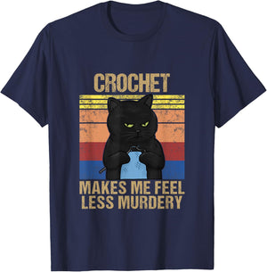 Funny Crochet Mom Makes Me Feel Less Murdery Vintage T-Shirt - T-Shirt | Navy