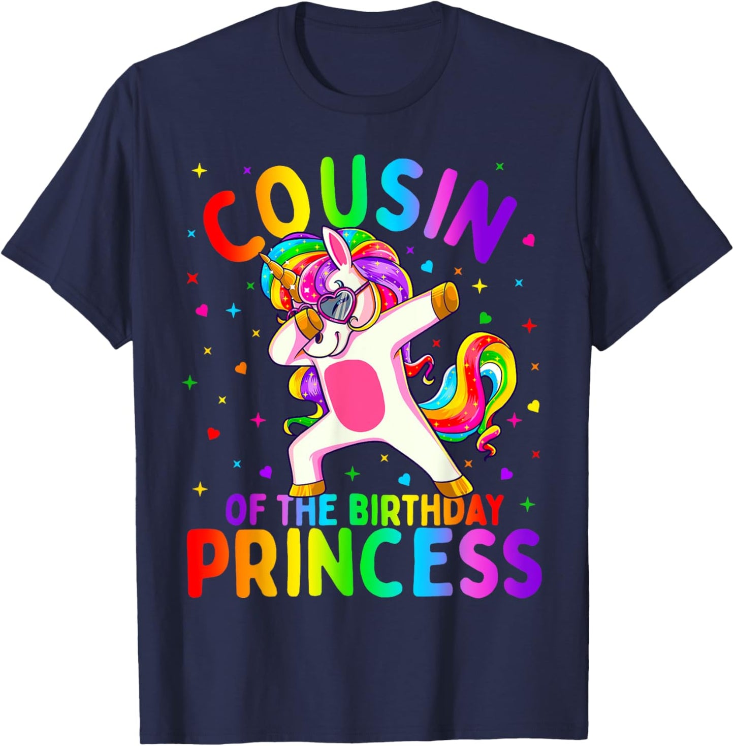 Cousin of the Birthday Princess Girl Dabbing Unicorn T-Shirt - T-Shirt | Navy