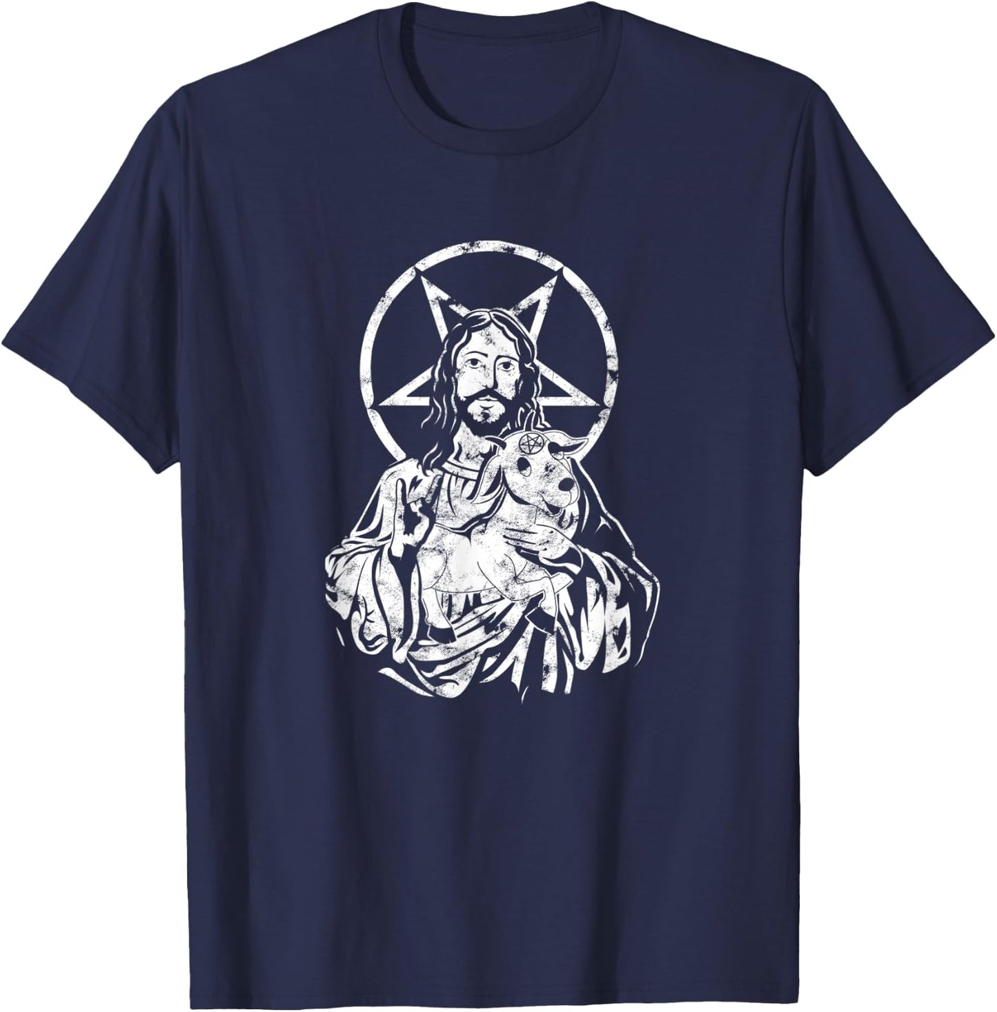 Blackcraft Jesus Satan Baphomet Goat Atheist - Anti Religion T-Shirt - T-Shirt | Navy