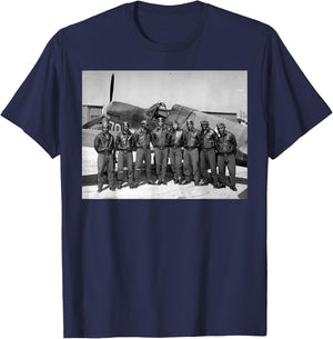 Retro Black Airmen Black History World War 2 Tuskegee Pilots T-Shirt - T-Shirt | Navy