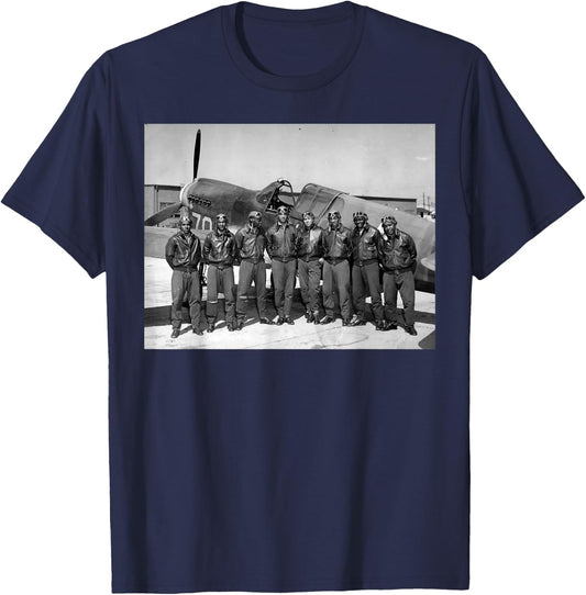 Retro Black Airmen Black History World War 2 Tuskegee Pilots T-Shirt - T-Shirt | Navy