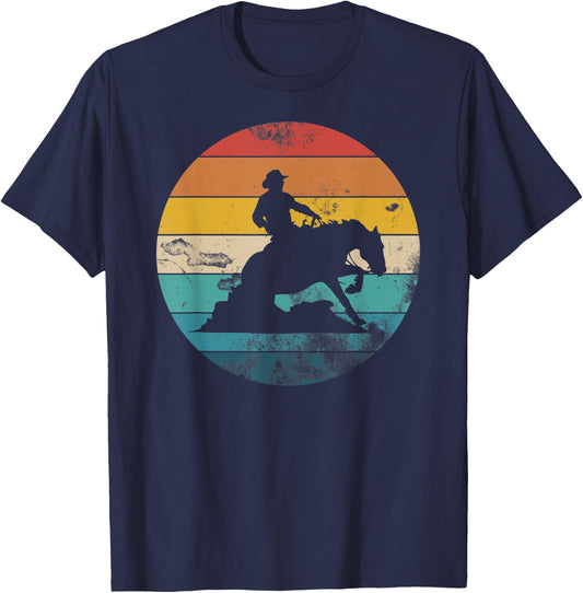 Western Rider Reining Quarter Horse Sliding Stop T-Shirt - T-Shirt | Navy