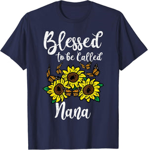 Blessed To Be Called Nana Sunflower Mothers Day Grandma T-Shirt - T-Shirt | Navy