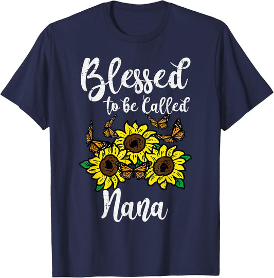 Blessed To Be Called Nana Sunflower Mothers Day Grandma T-Shirt - T-Shirt | Navy