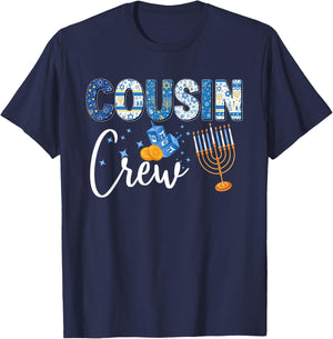 Hanukkah Cousin Crew Matching Family Christmas Pajamas Kids T-Shirt - T-Shirt | Navy