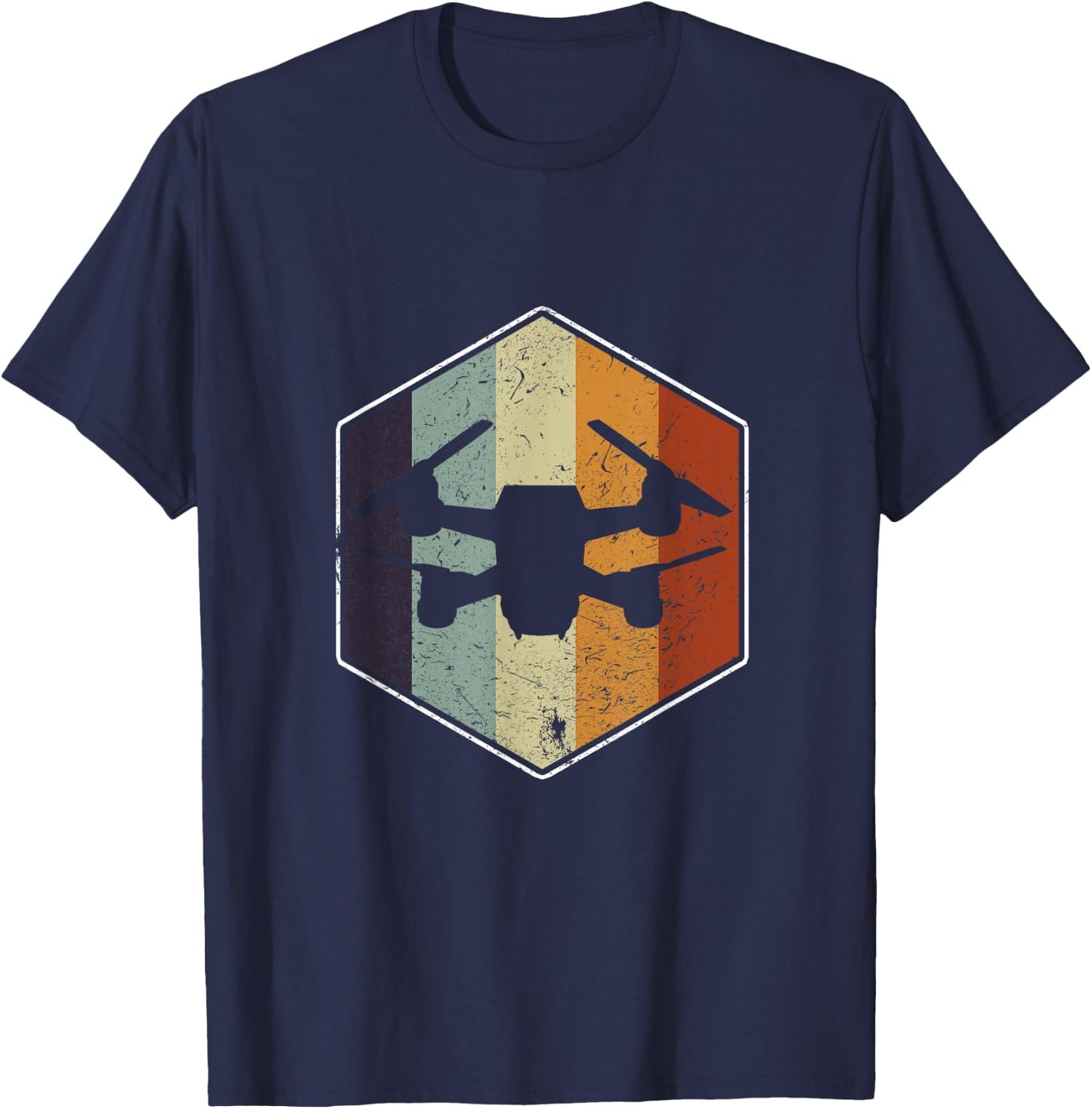 Vintage Quadcopter FPV RPV Drone Racer Pilot T-Shirt - T-Shirt | Navy