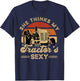 She Think My Tractor's Sexy Farmer - Black, Small - Women's Casual Modern - Short Sleeve - - Polyester 100% - Funny Farmer Motive, Animal Pattern T-Shirt - T-Shirt | Navy