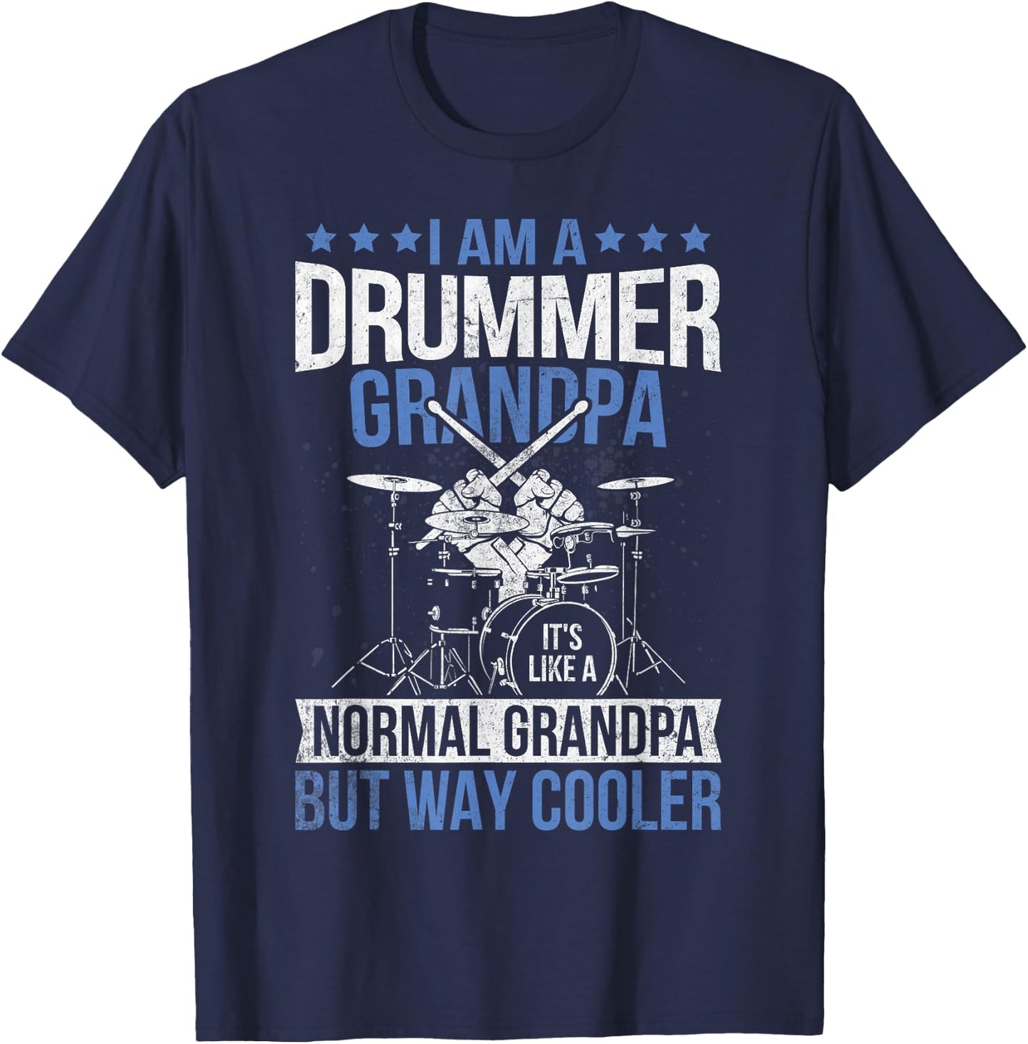 Drummer Grandpa Drum Enthusiast Grandfather Novelty T-Shirt - T-Shirt | Navy