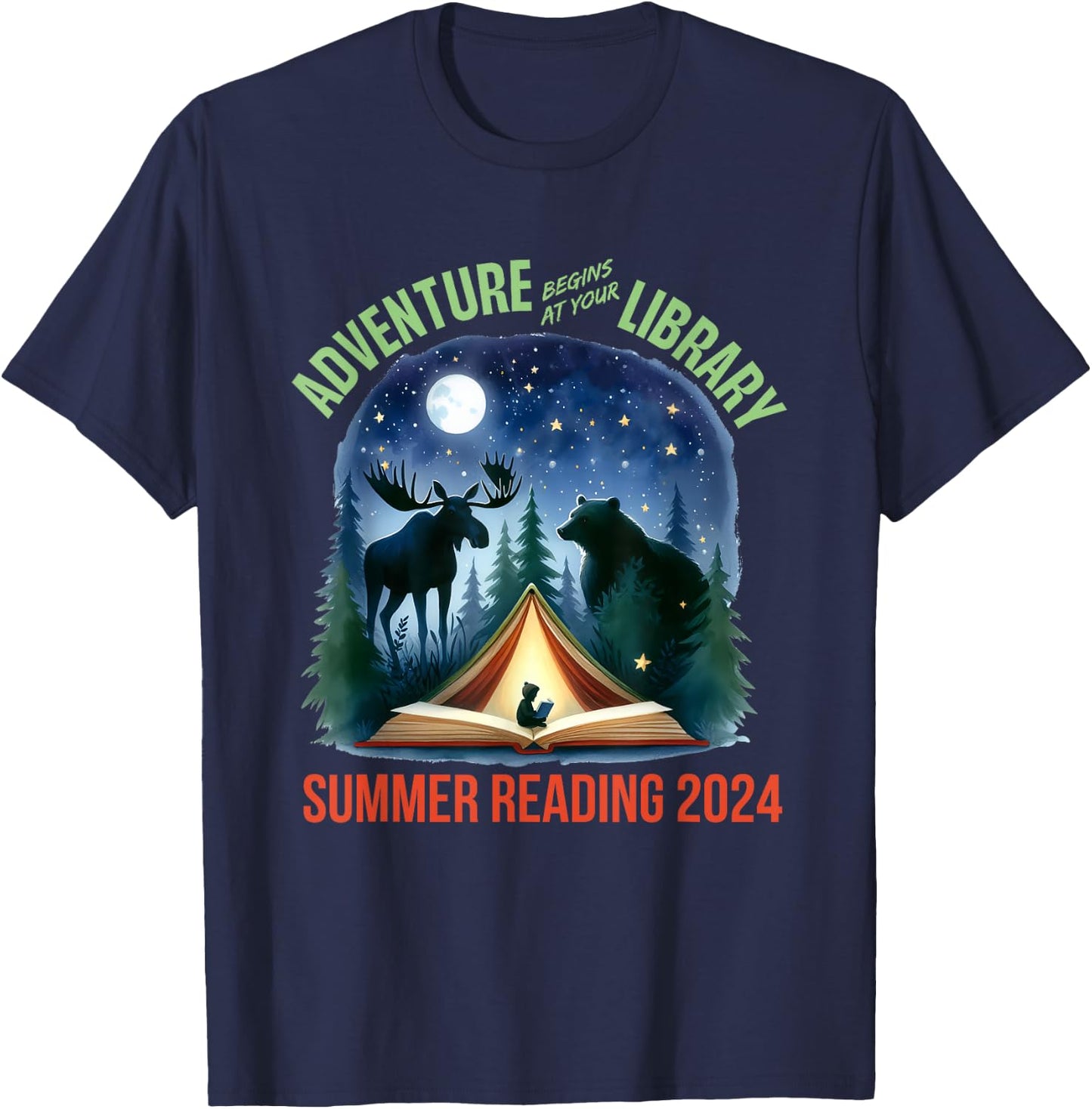 Summer Reading Program 2024 Adventure Begins At Your Library T-Shirt - T-Shirt | Navy