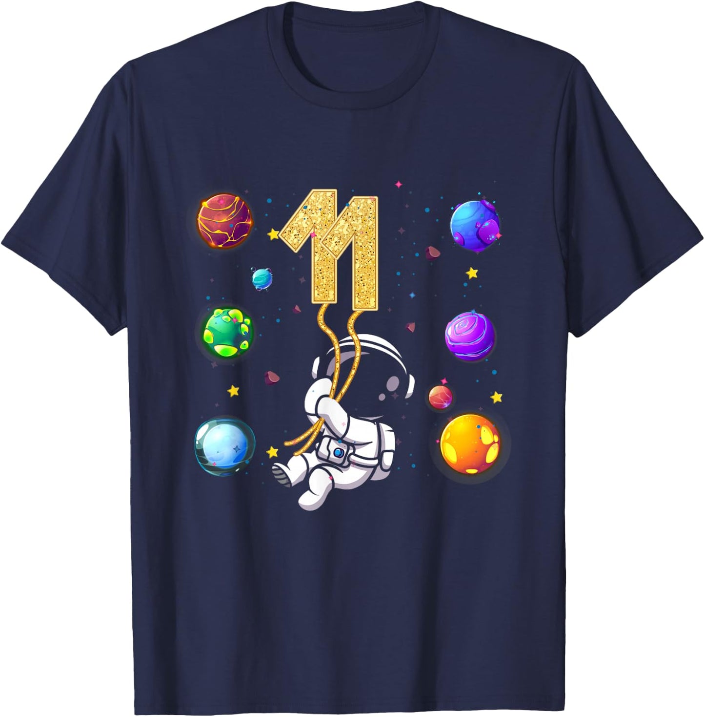 Outer 11 Years Old 11th Birthday Astronaut Space Boys T-Shirt - T-Shirt | Navy