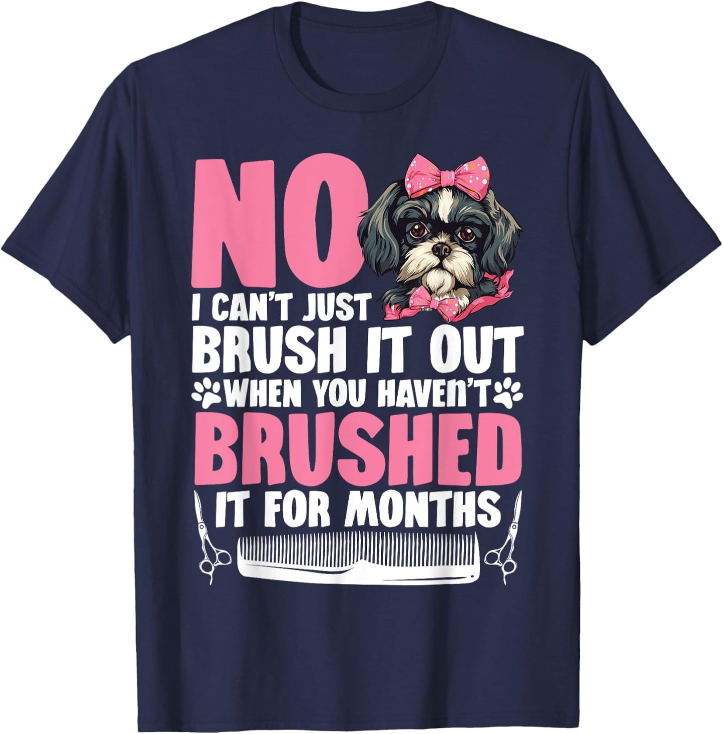 Dog Hairdresser Salon Dog Grooming Smock Dog Groomer Women Kids T-Shirt - T-Shirt | Navy