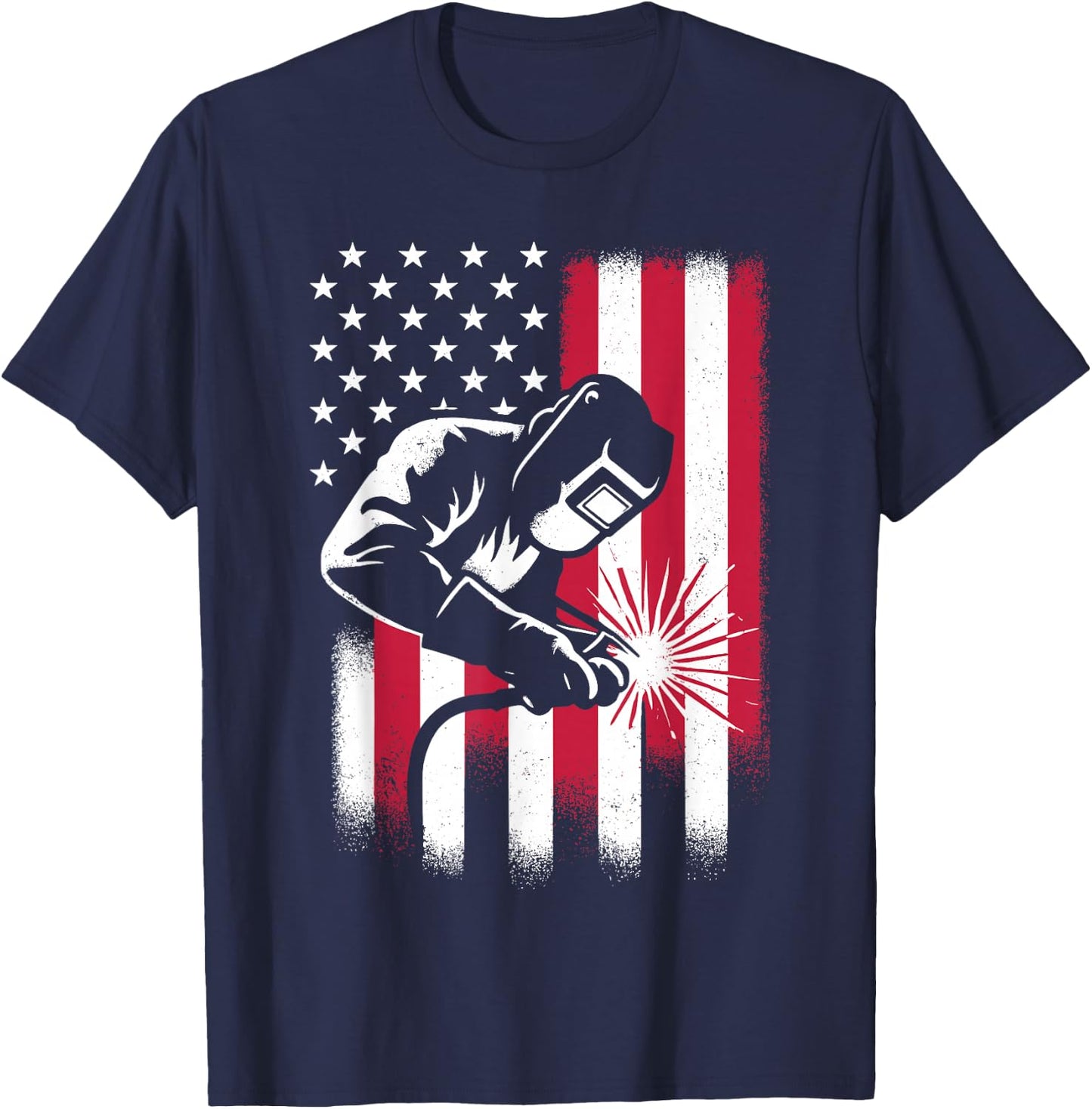 Welder USA American Flag Patriotic Welding T-Shirt - T-Shirt | Navy