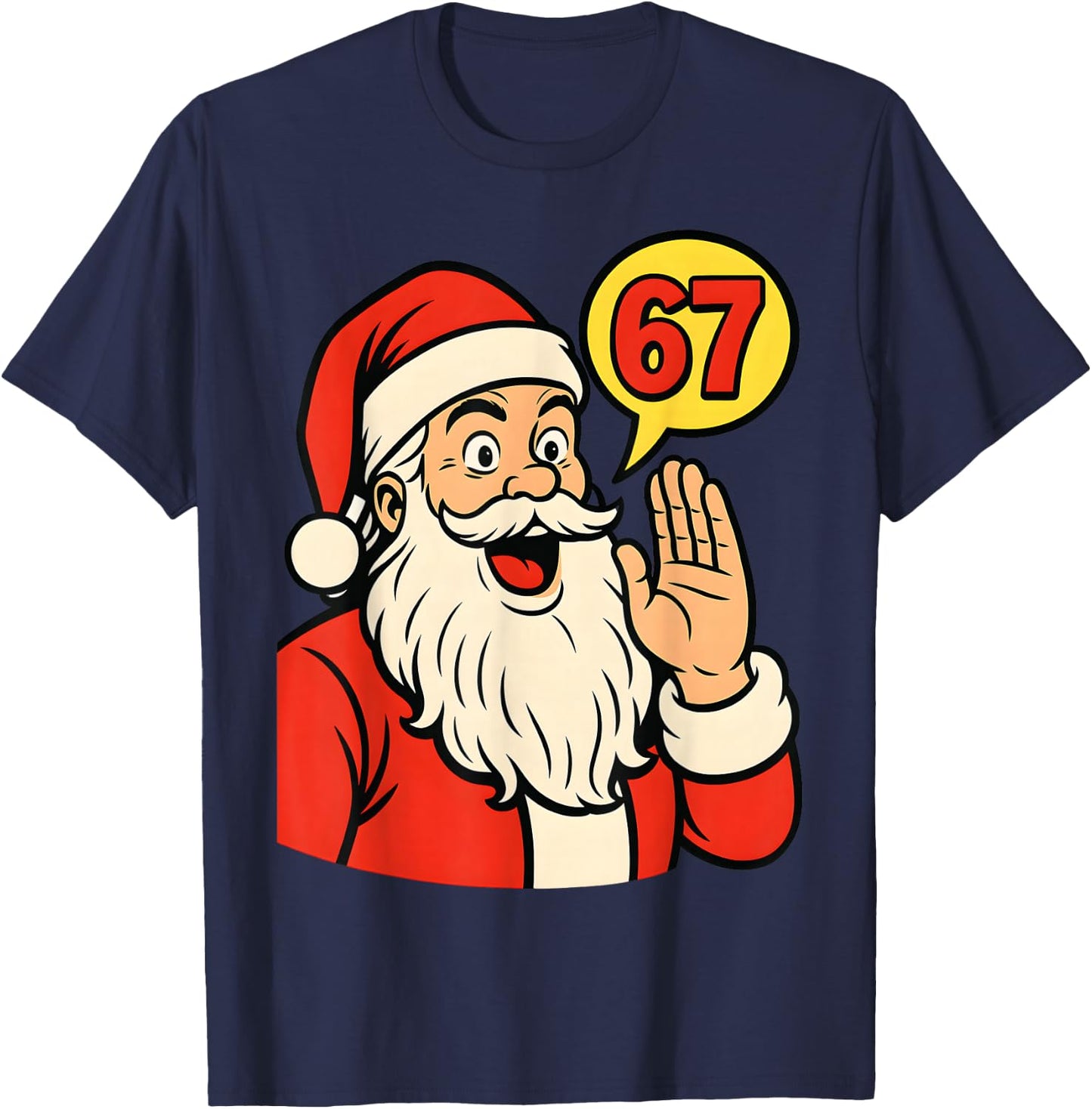 67 Christmas Retro Six Seven Meme Brainrot Santa Claus Boys T-Shirt - T-Shirt | Navy