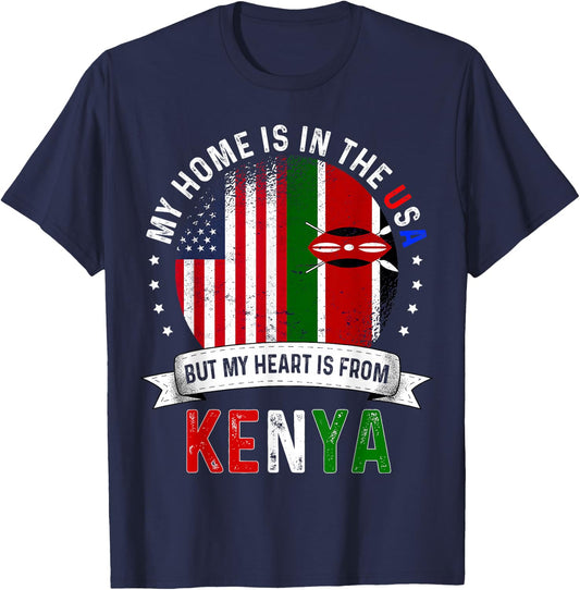 kenyan American Patriot Heart is from kenya Flag T-Shirt - T-Shirt | Navy