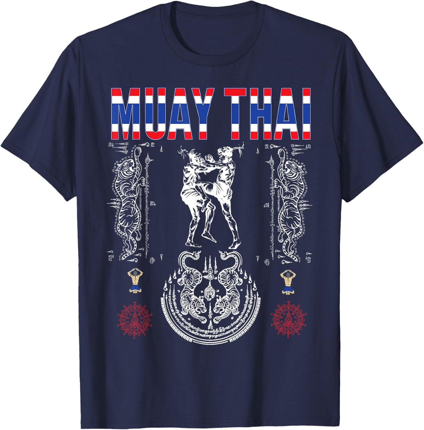 Sawadee thai traditional sak yant thai twin tiger muay thai T-Shirt - T-Shirt | Navy